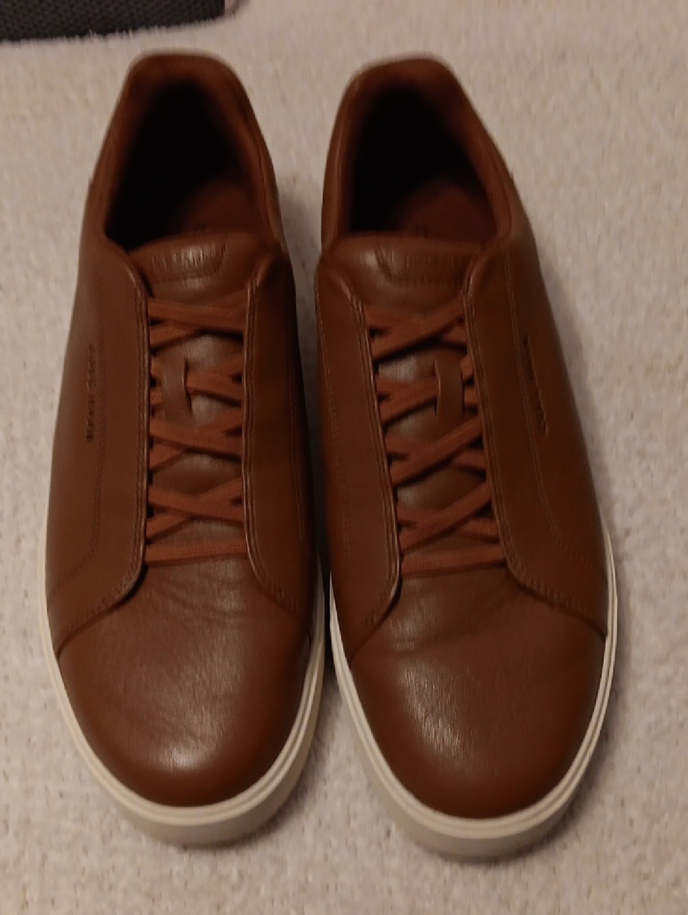 Cole Haan Men's Brown Leather Low-Top Sneakers with White Sole